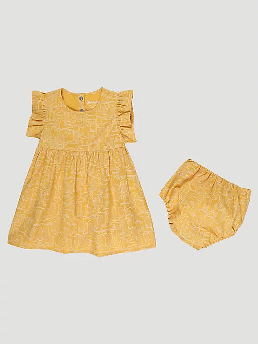 yellow peasant dress Wrangler Girls Yellow Ruffle Sleeve Dress