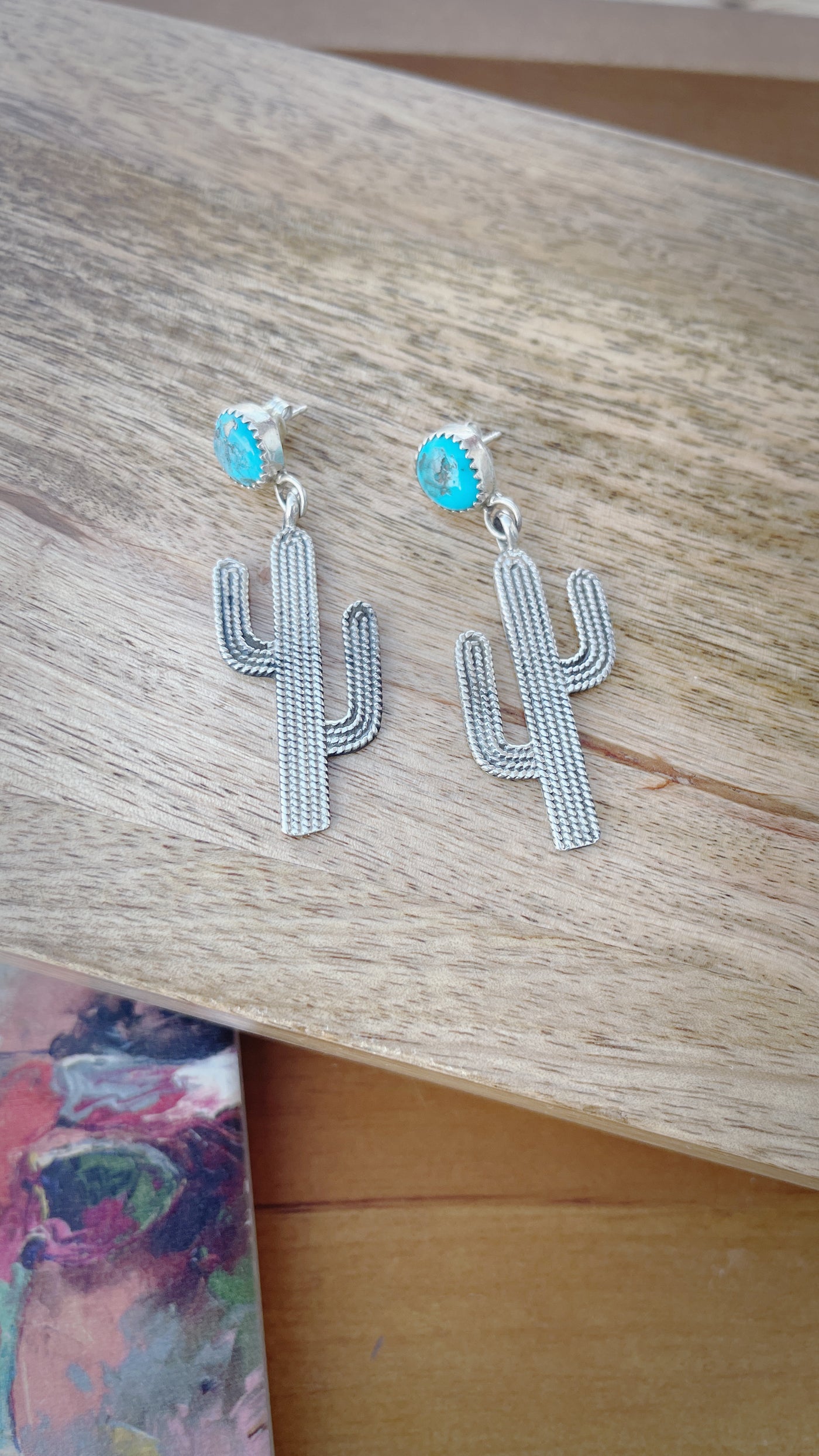 G3 Cactus Sterling Silver and Turquoise Drop Studs