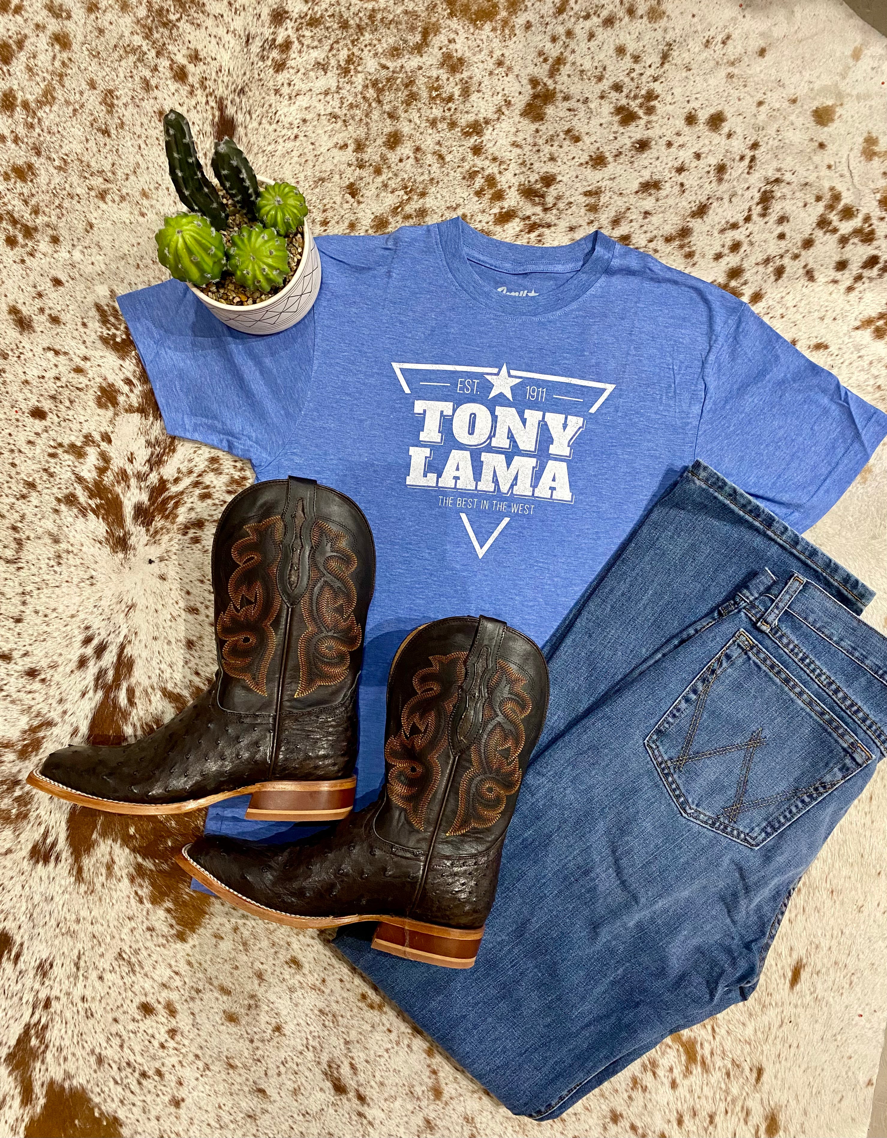 Tony Lama Heather Blue Triangle Logo Graphic – G3 Mercantile