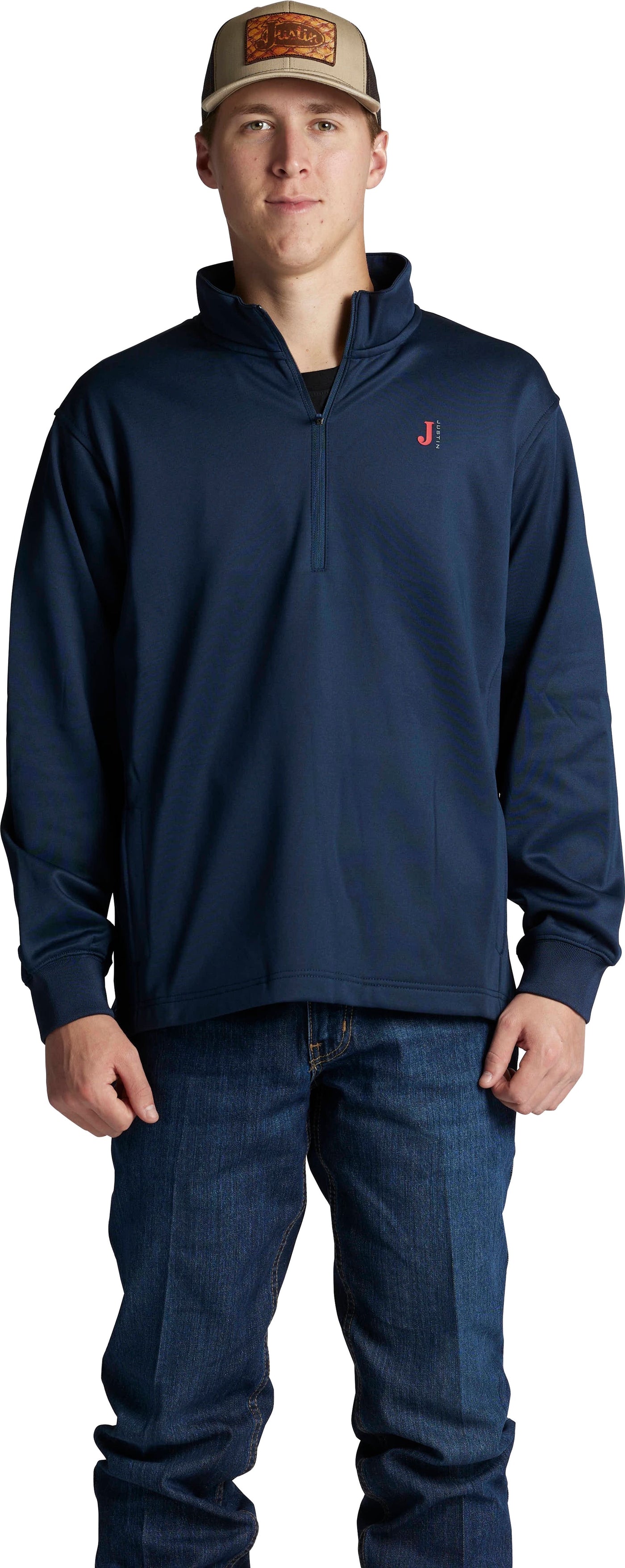 Justin Men's Nashville 1/4 Fleece Zip Up Jacket in Heather Navy