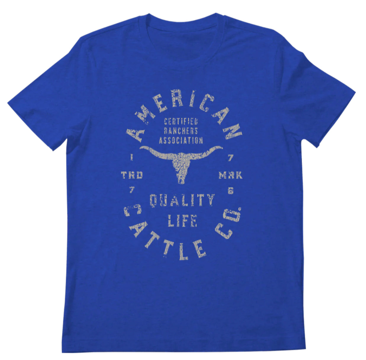 American Cattle Co. Quality Life Graphic Tee in Royal Heather