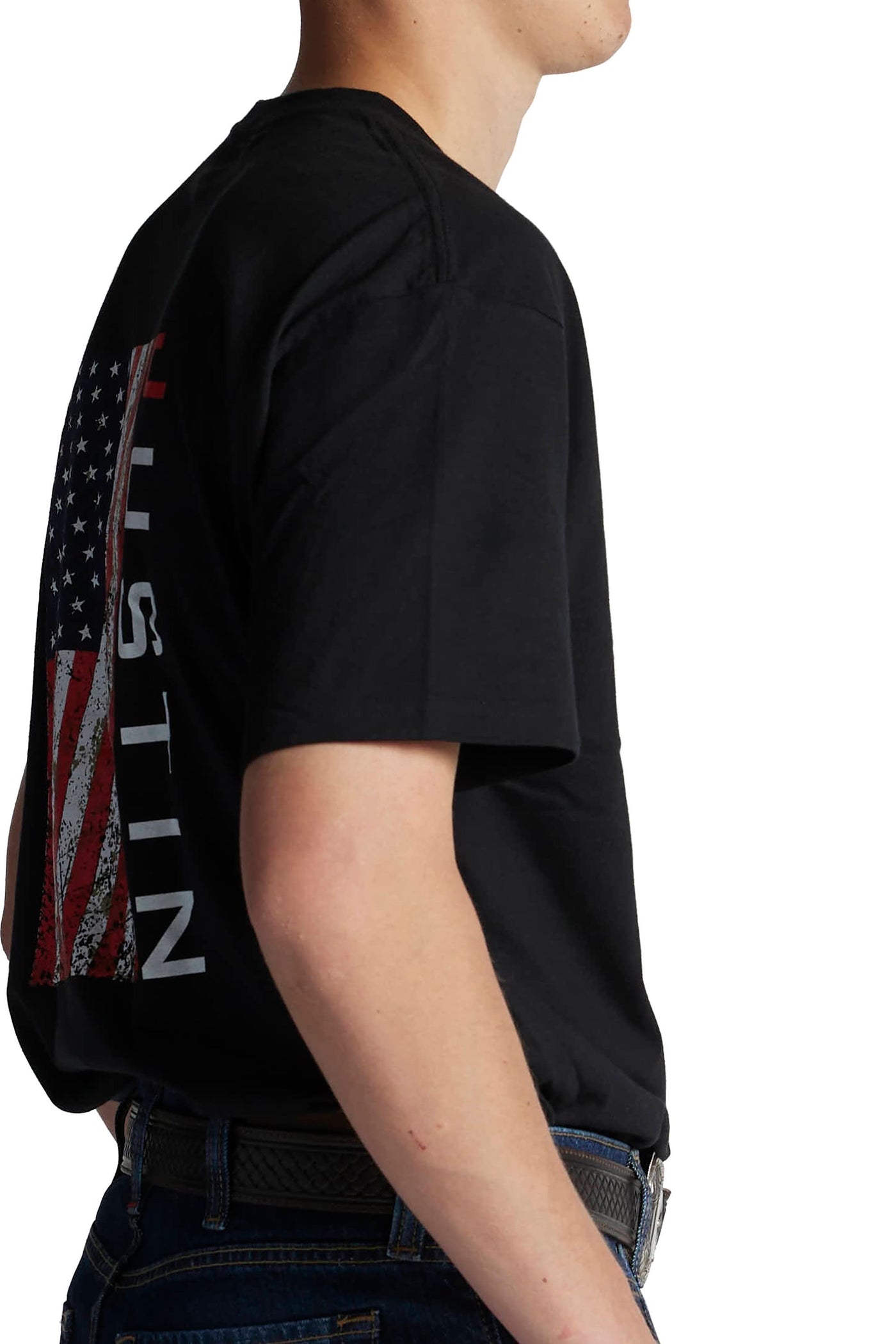 Justin Men's Patriotic Pocket Graphic Tee in Black