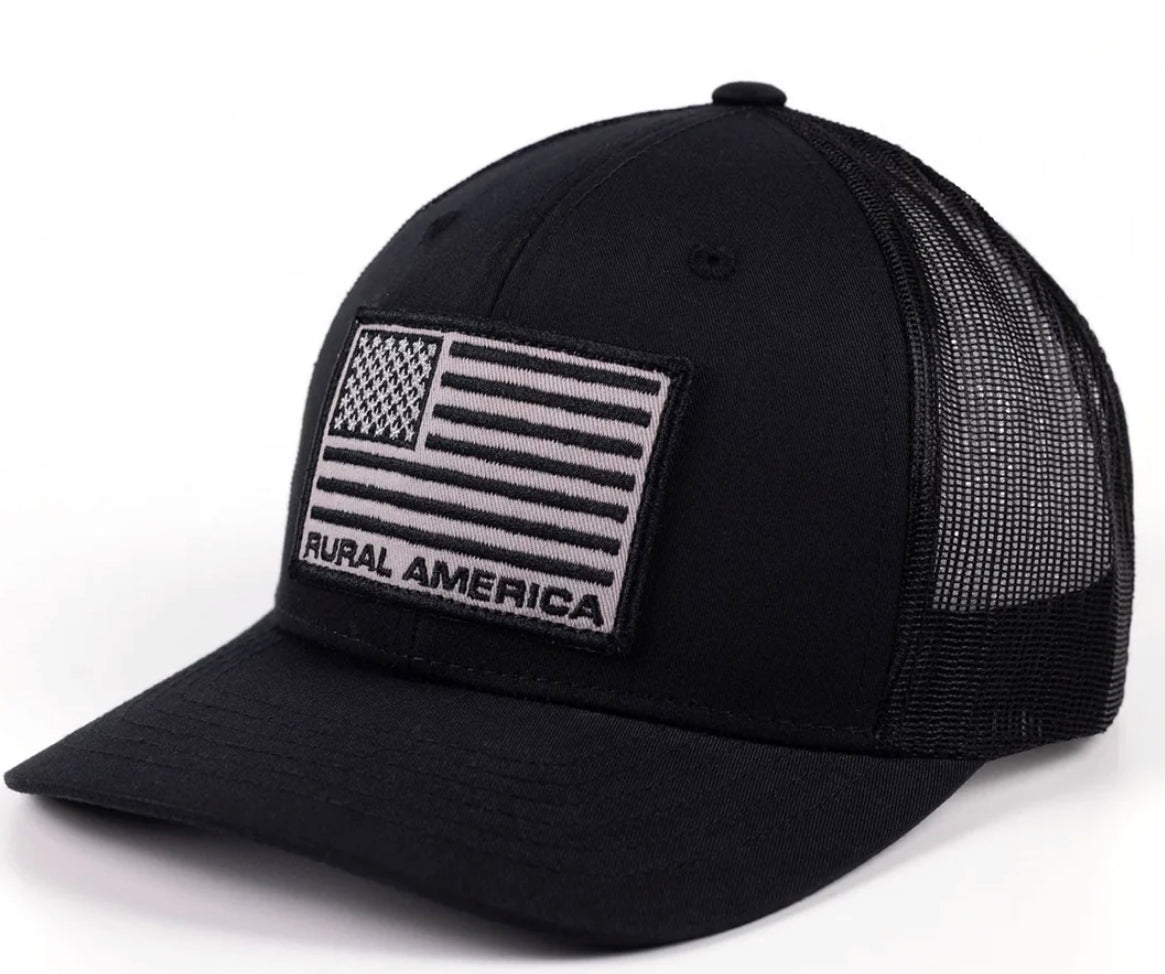 Rural American Blackout American Flag Patch Hat