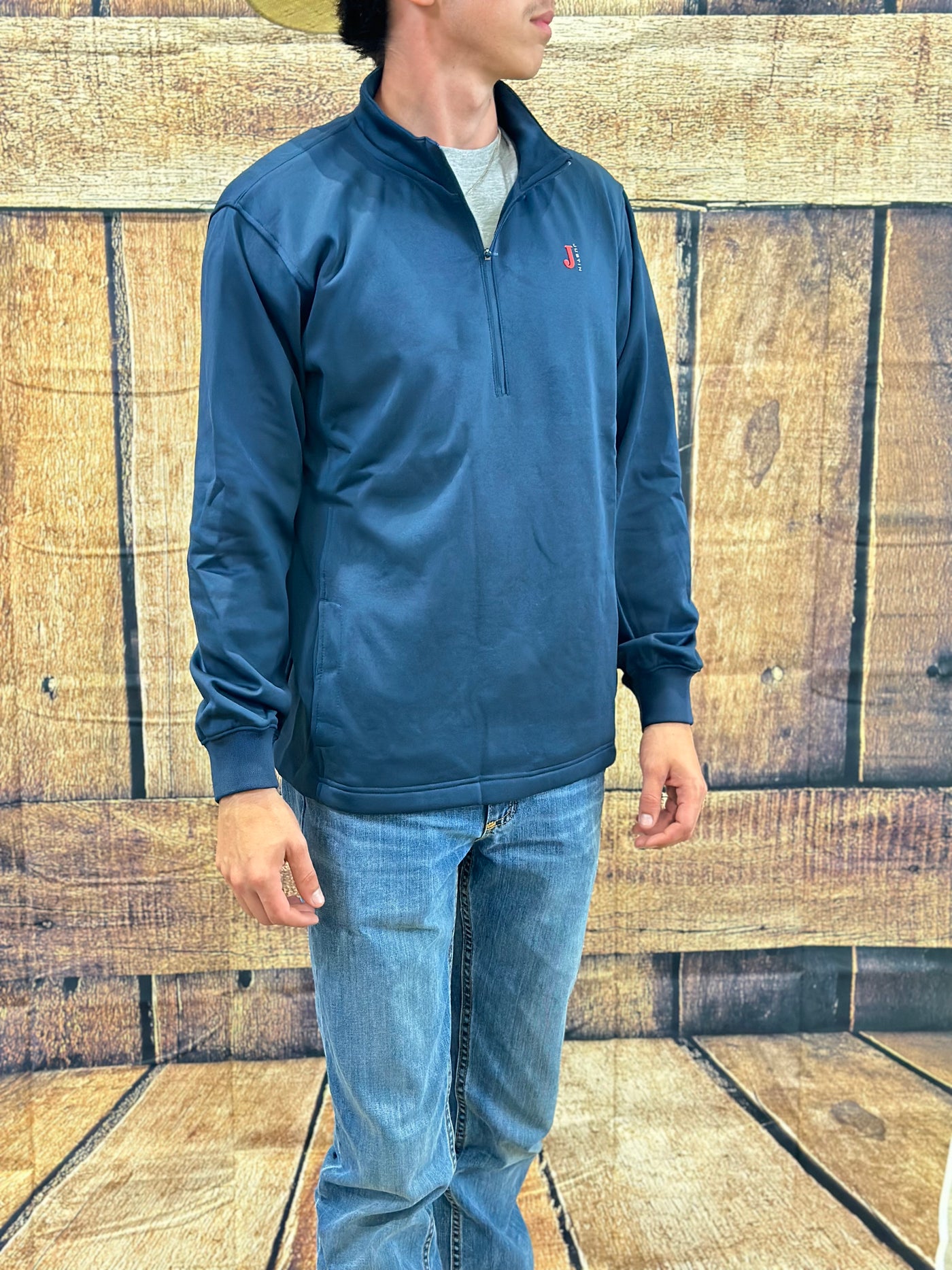 Justin Men's Nashville 1/4 Fleece Zip Up Jacket in Heather Navy