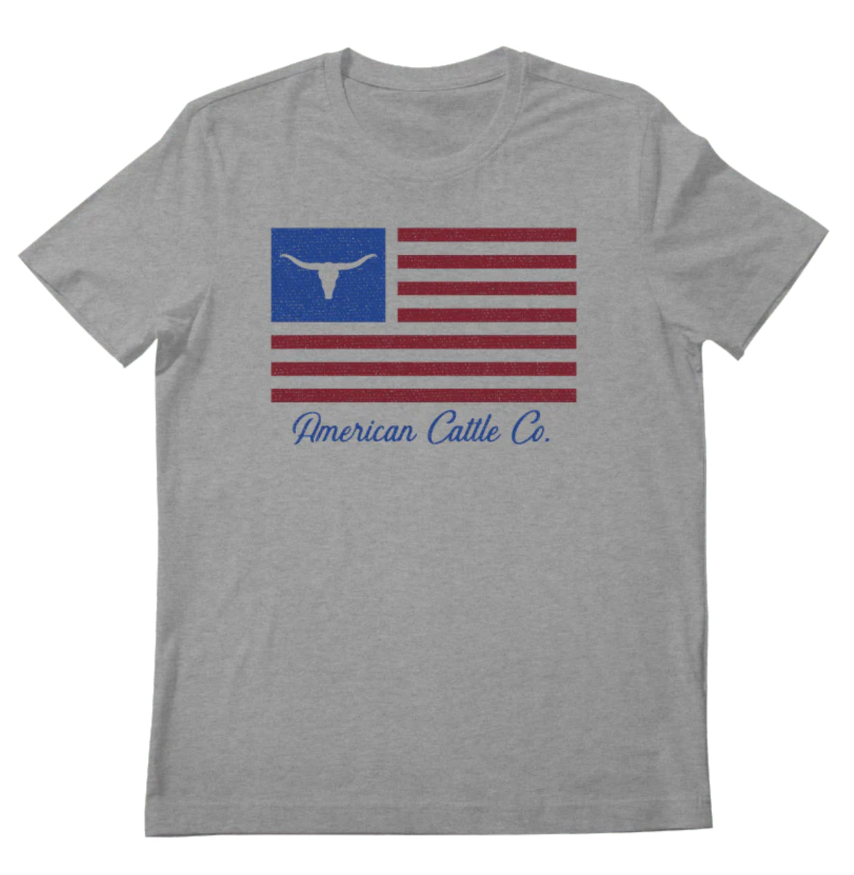 American Cattle Co. Flag Graphic Tee in Heather Gray