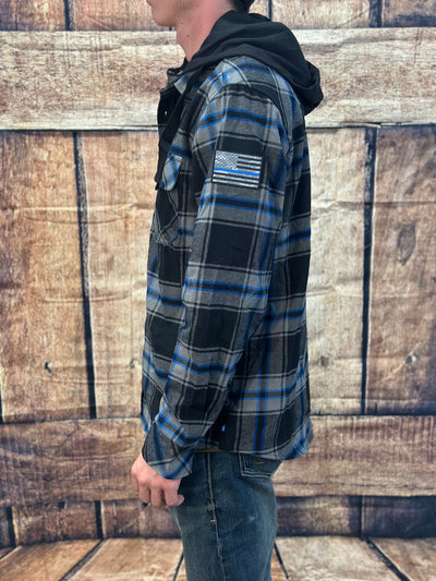 Howitzer "Ypres" Black and Blue Plaid Hooded Flannel