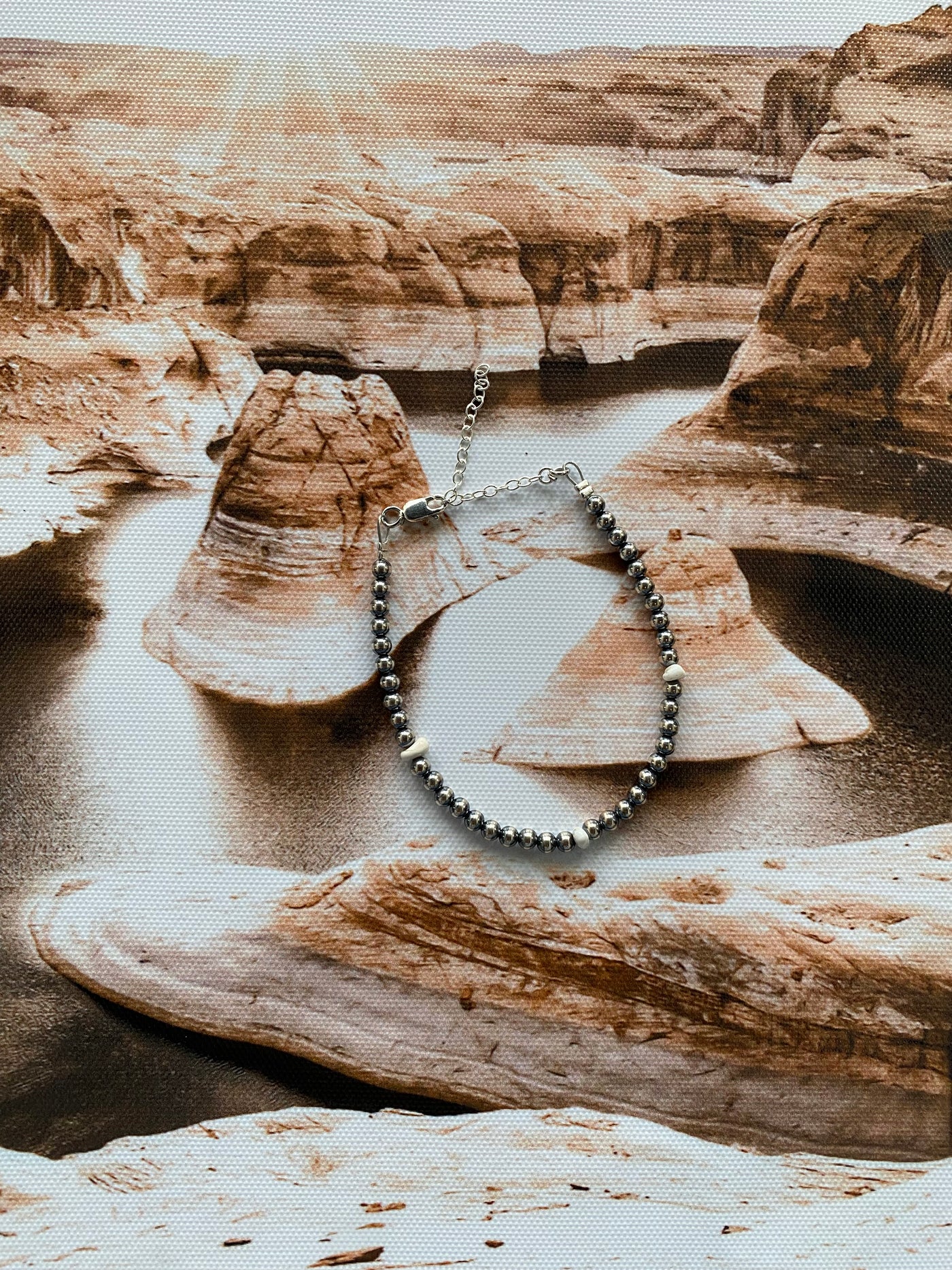 4mm Navajo Pearl and White Buffalo Bracelet
