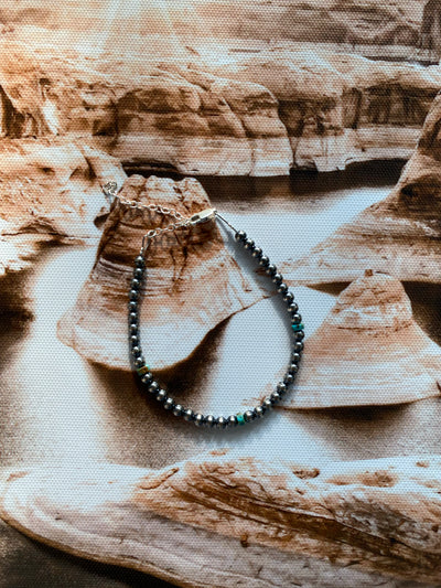 4mm Navajo Pearl and Turquoise Bracelet