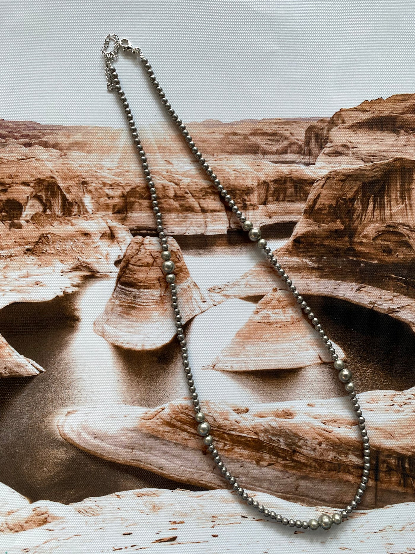 26 Inch Silver Beaded Necklace