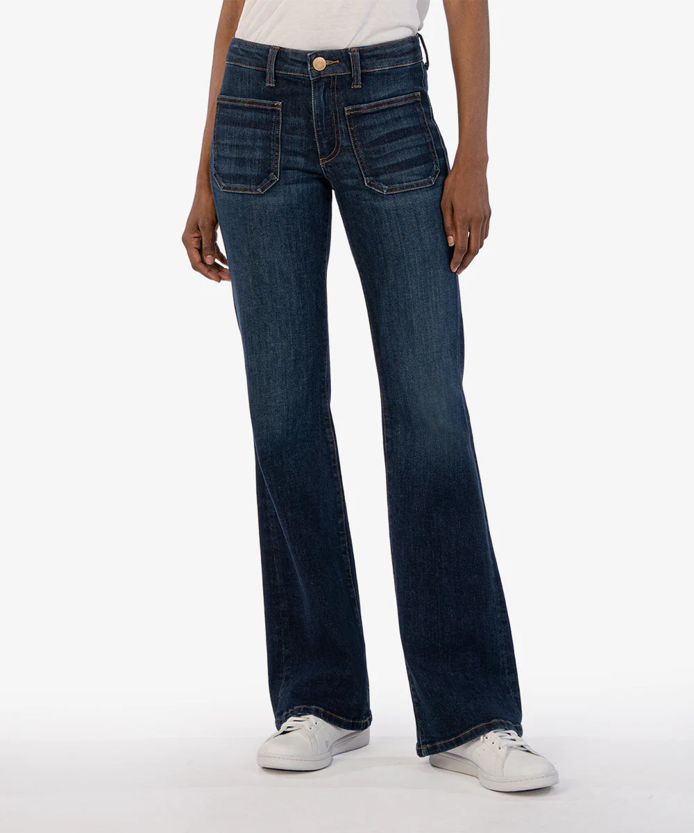 Kut from the Kloth Ana High Fise Fab Ab Flare Jeans in Profuse Wash