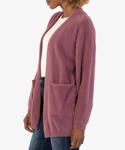 Kut from the Kloth Dana Longline Open Front Cardigan in Mauve