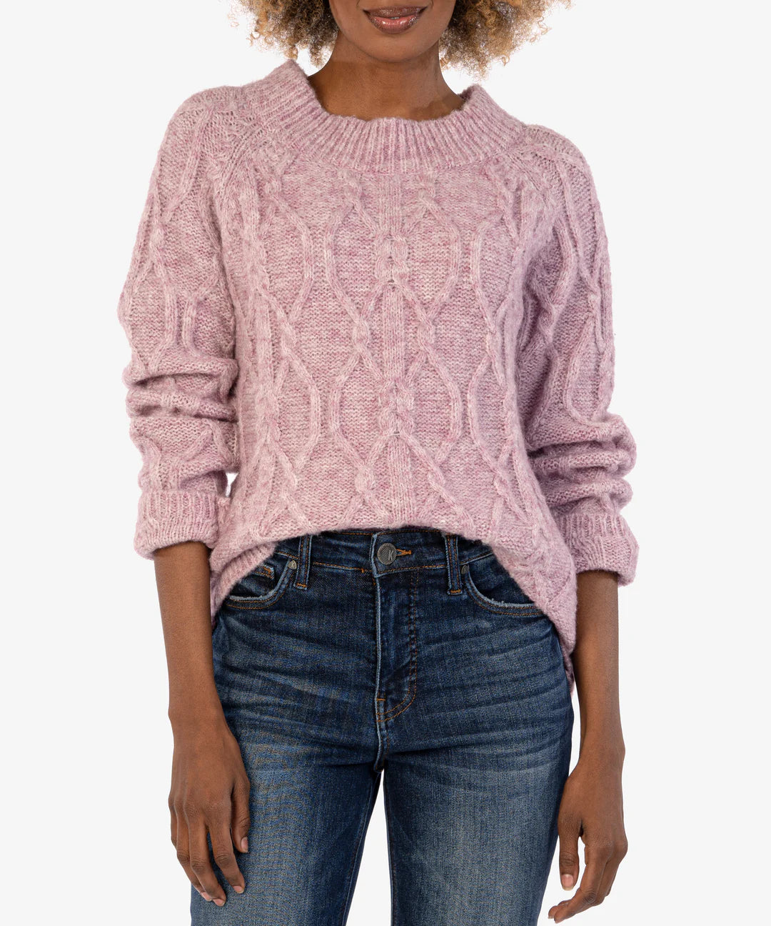 Kut from the Kloth Eudora Cable Knit Pullover Sweater in Lavender