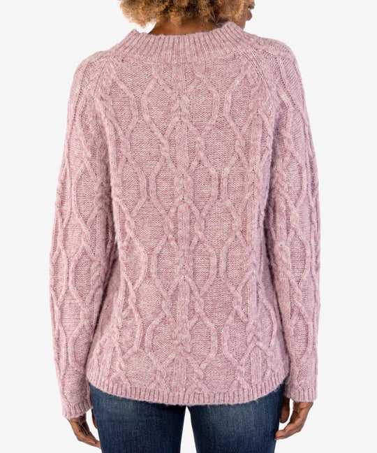 Kut from the Kloth Eudora Cable Knit Pullover Sweater in Lavender