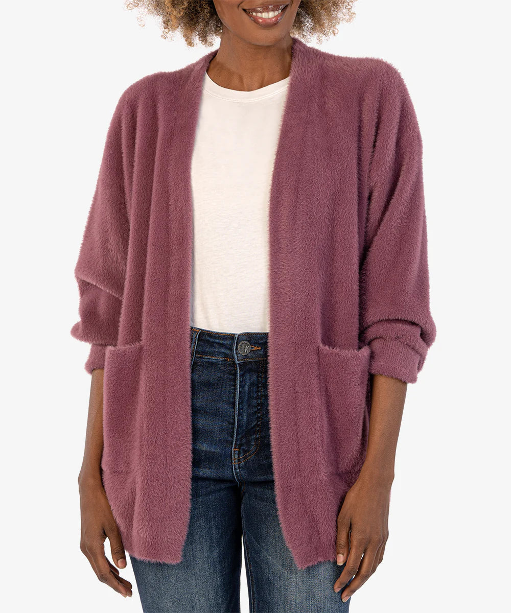 Kut from the Kloth Dana Longline Open Front Cardigan in Mauve