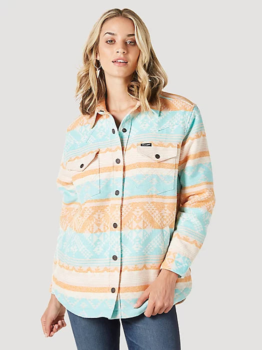 Wrangler Women's Southwestern Print Shacket in Sunset Blues