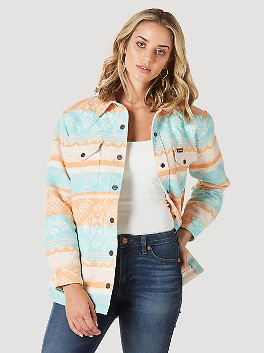 Wrangler Women's Southwestern Print Shacket in Sunset Blues