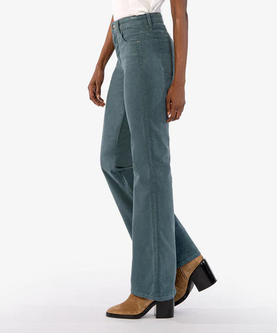 Kut From the Kloth Ana High Rise Fab Ab Corduroy Flare Jeans in Lagoon