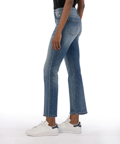 Kut From the Kloth Kelsey High Rise Fab Ab Ankle Flare Jeans in Reassuring Wash