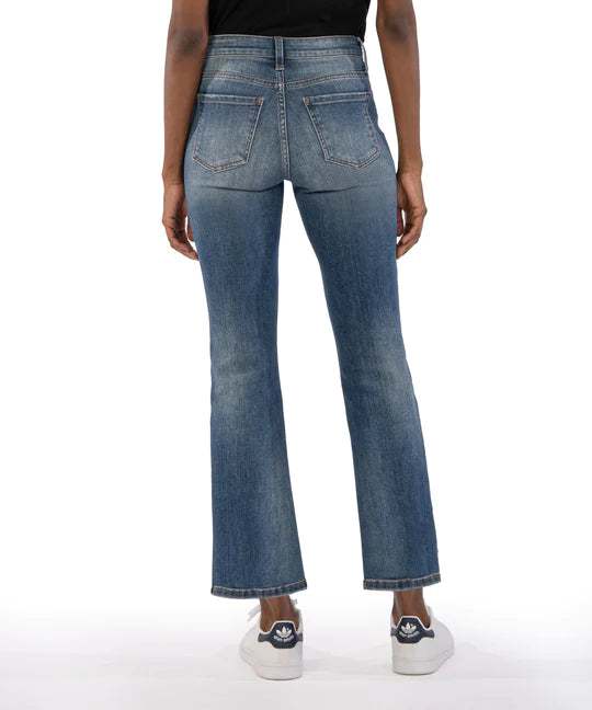 Kut From the Kloth Kelsey High Rise Fab Ab Ankle Flare Jeans in Reassuring Wash