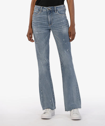 Kut from the Kloth Stella High Rise Fab Ab Flare Jeans in Navigate Wash