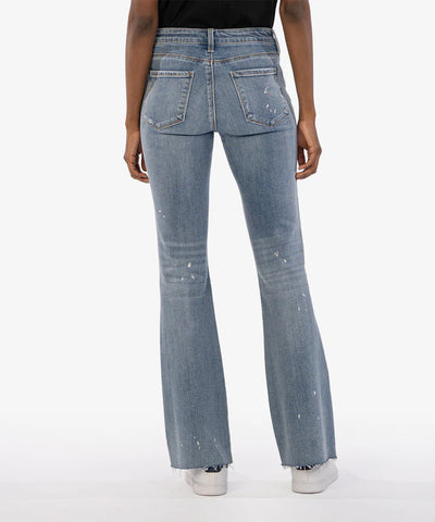 Kut from the Kloth Stella High Rise Fab Ab Flare Jeans in Navigate Wash