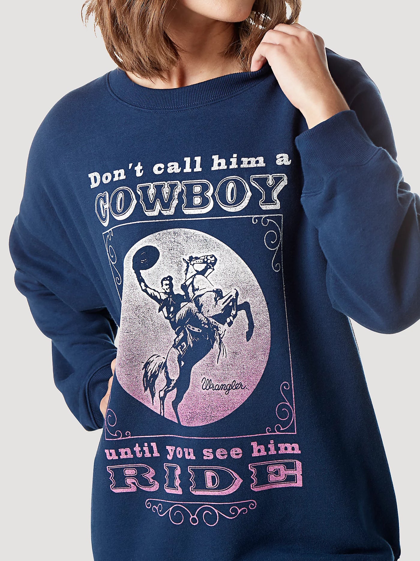 Wrangler Women's Cowboy Ride Fleece Sweatshirt in Pageant Blue