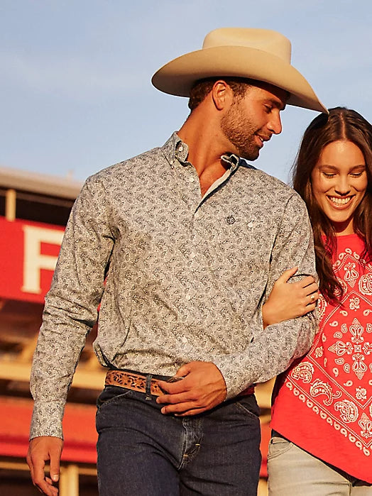 Wrangler George Strait - Camisa Tejida De Manga Larga Con Botón De Bolsillo Para Hombre, Negro