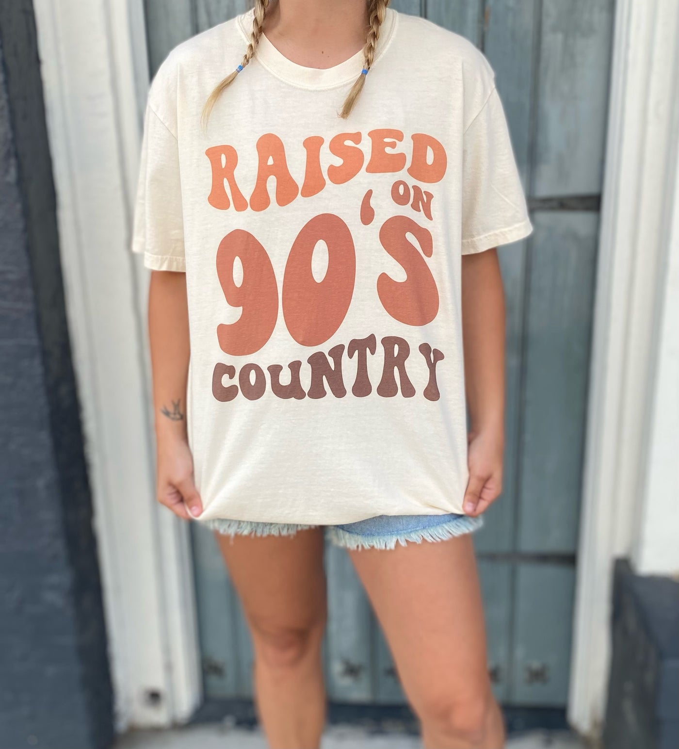 Ivory Raised On 90's Country Graphic Tee