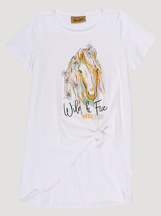 Wrangler Girls Wild and Free Horse Graphic T-Shirt In White