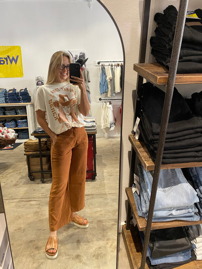 Kut From the Kloth Charlotte Wide Leg Cropped Trousers in Chestnut