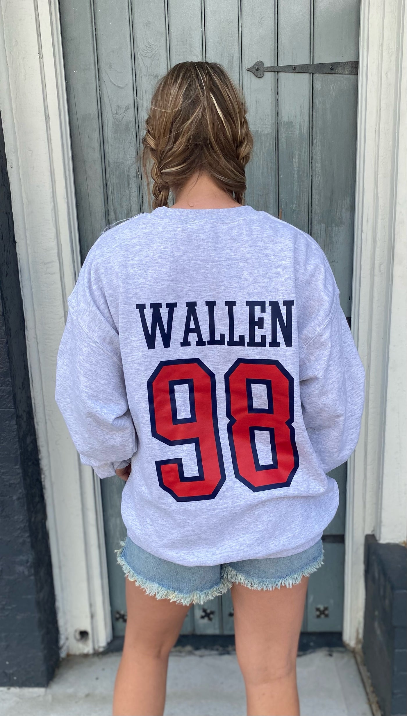 Wallen Braves Ash Grey Crewneck Sweatshirt