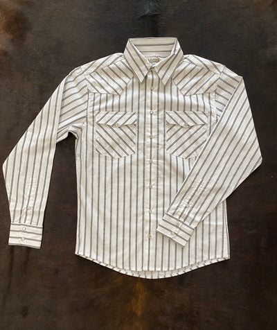 H.J. Justin & Sons Tech Men's Black and White Stripe Long Sleeve Shirt