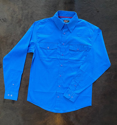 Justin Tech Men's Blue Diamond Plate Long Sleeve Shirt