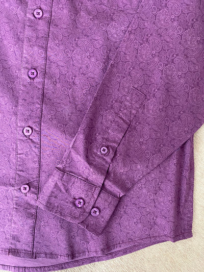 Justin Tech Men's Plum Paisley Print Long Sleeve Shirt