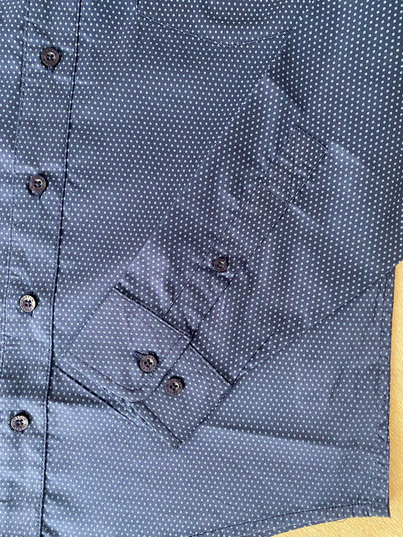 Justin Tech Men's Navy Oyster Diamond Print Long Sleeve Shirt