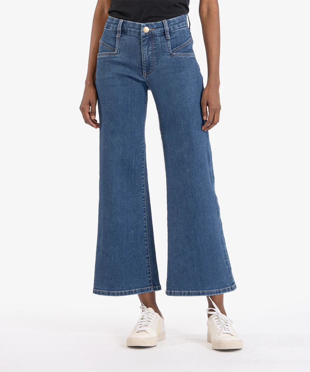 Kut From The Kloth Meg Mid-Rise Wide Leg Jeans in Movement Wash