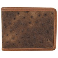 Tony Lama Bifold Wallet Brown Ostrich Texture Leather