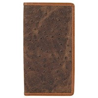Tony Lama Rodeo Wallet Brown Ostrich Texture Leather