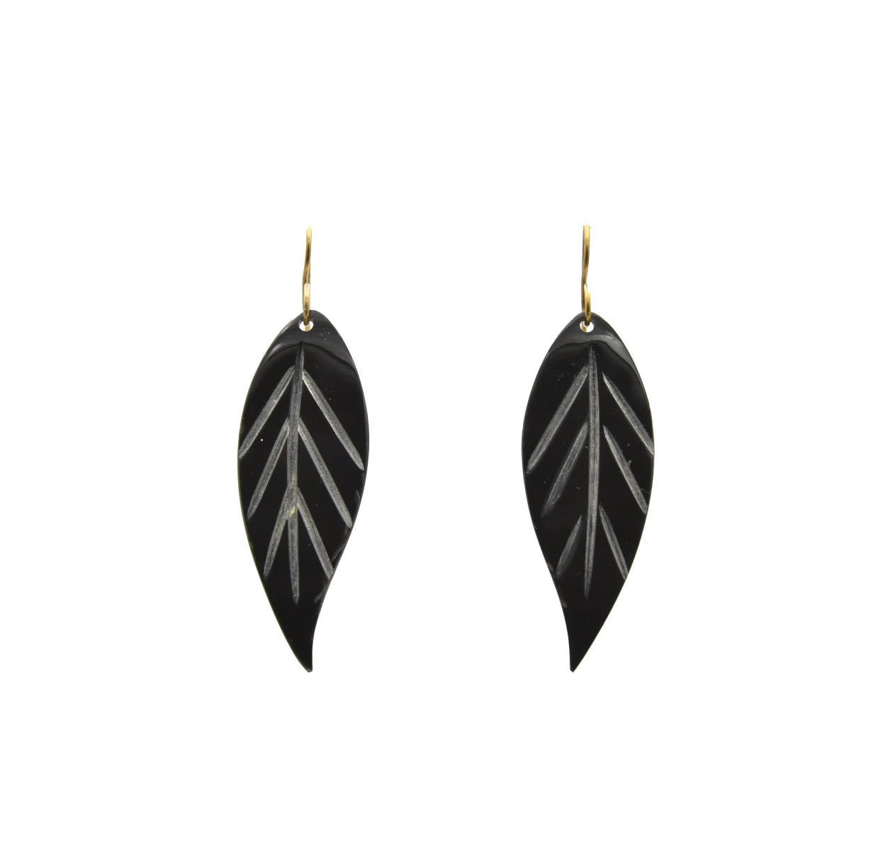 Large Leaf Earrings - Black