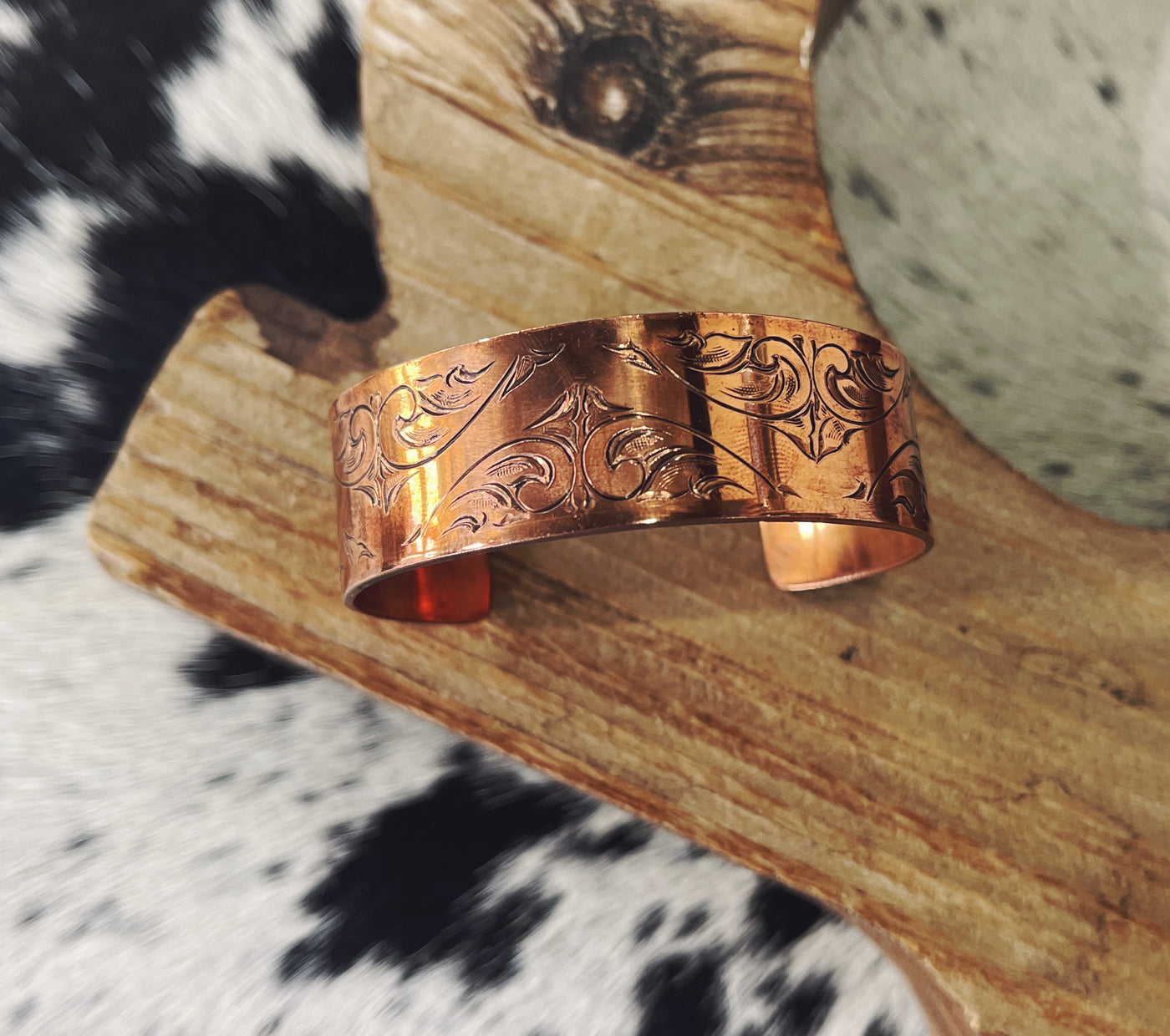 Custom Hand Carved Copper Cuff
