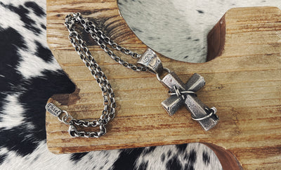 Custom Hand Carved Sterling Silver Cross Pendent