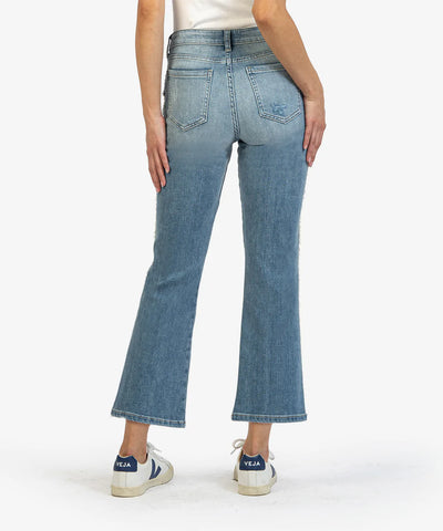 Kelsey High Rise Fab Ab Ankle Flare with Side Edge Fray - Generated Wash