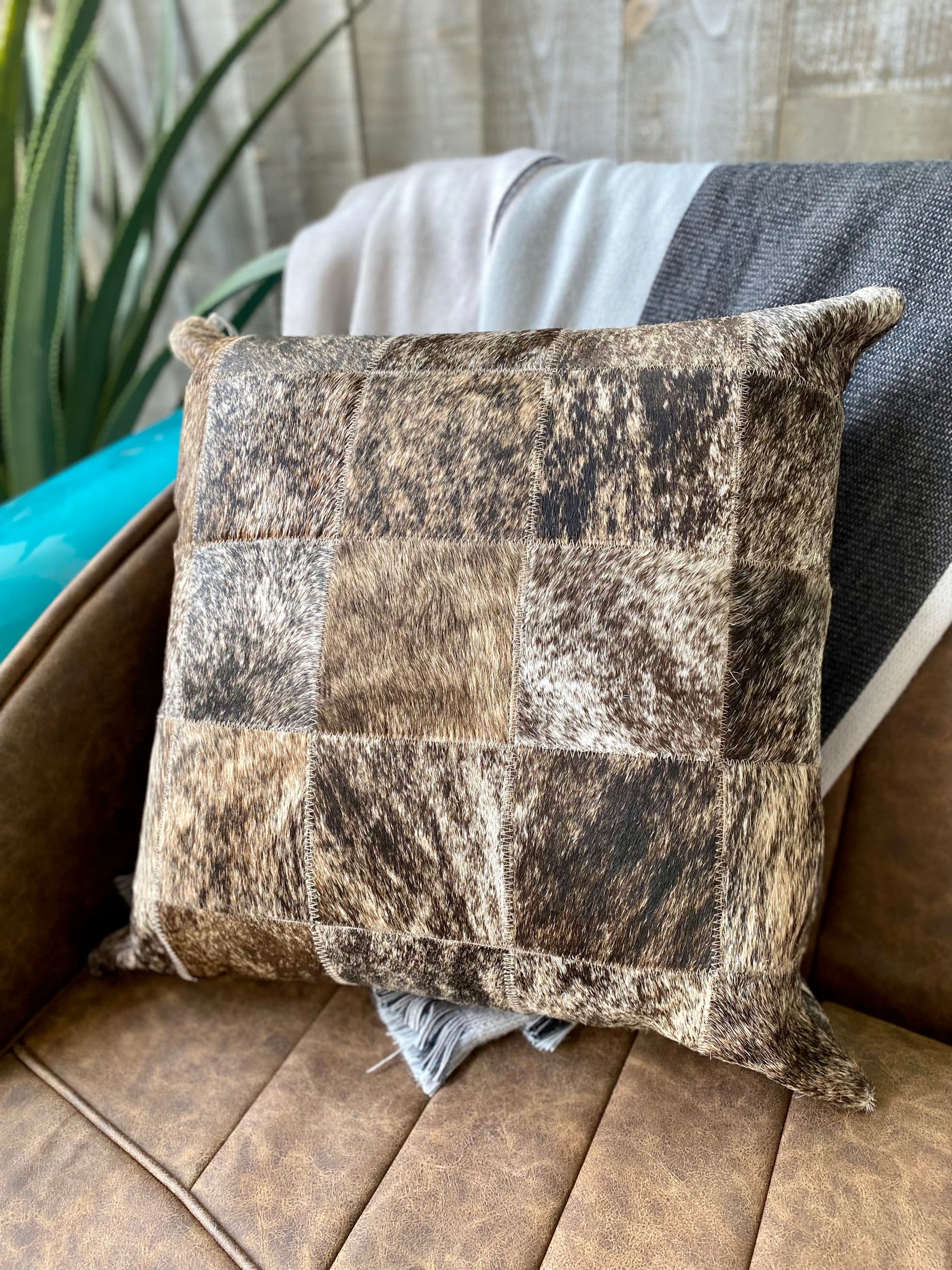 G3 Cowhide Pillow Square Patchwork