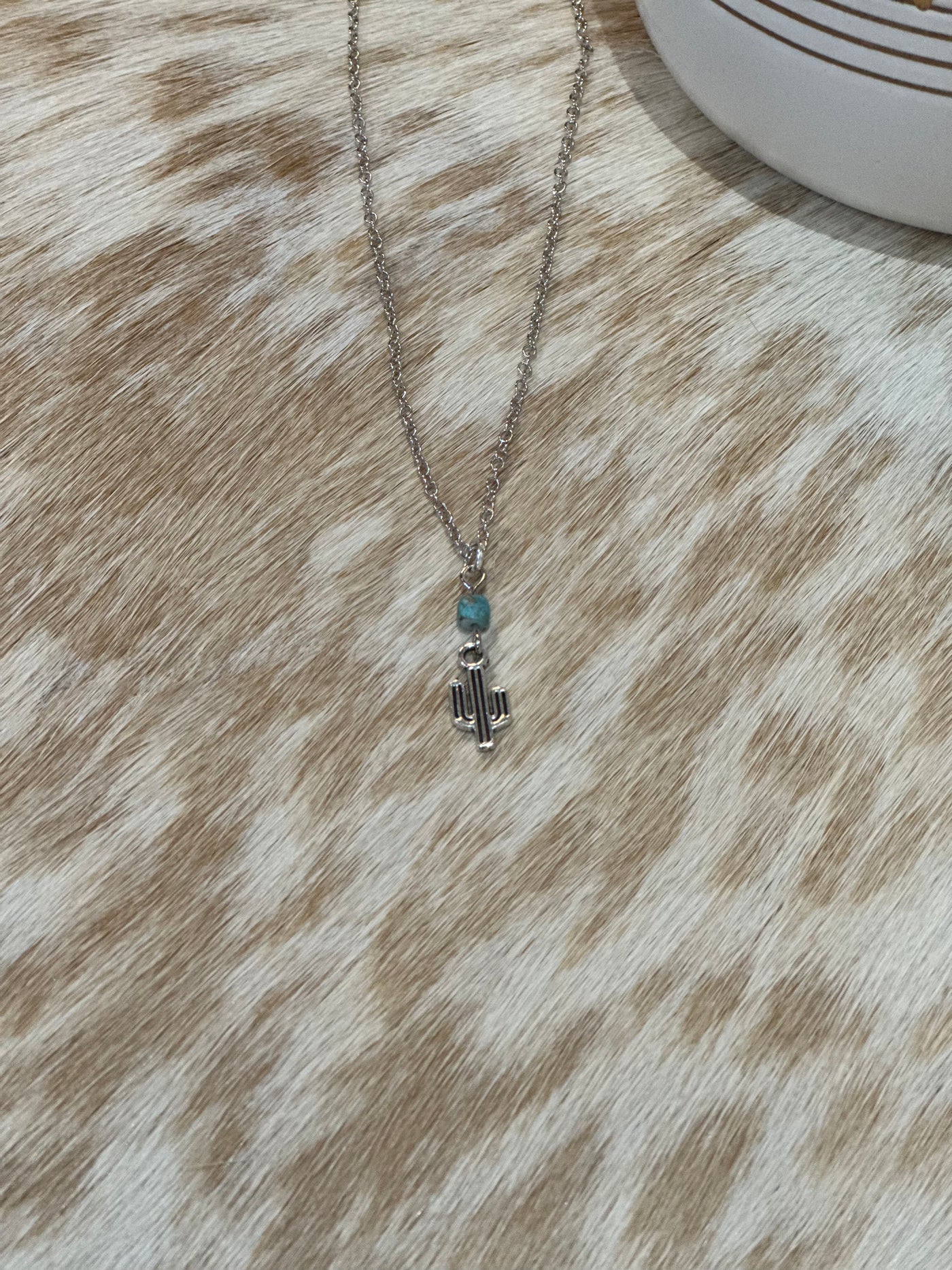 Turquoise and Cactus Chain Necklace