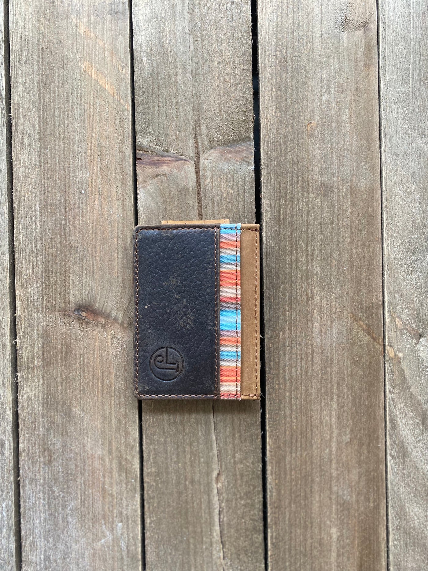Justin's Card Wallet With Magnetic Clip Serape Inlay