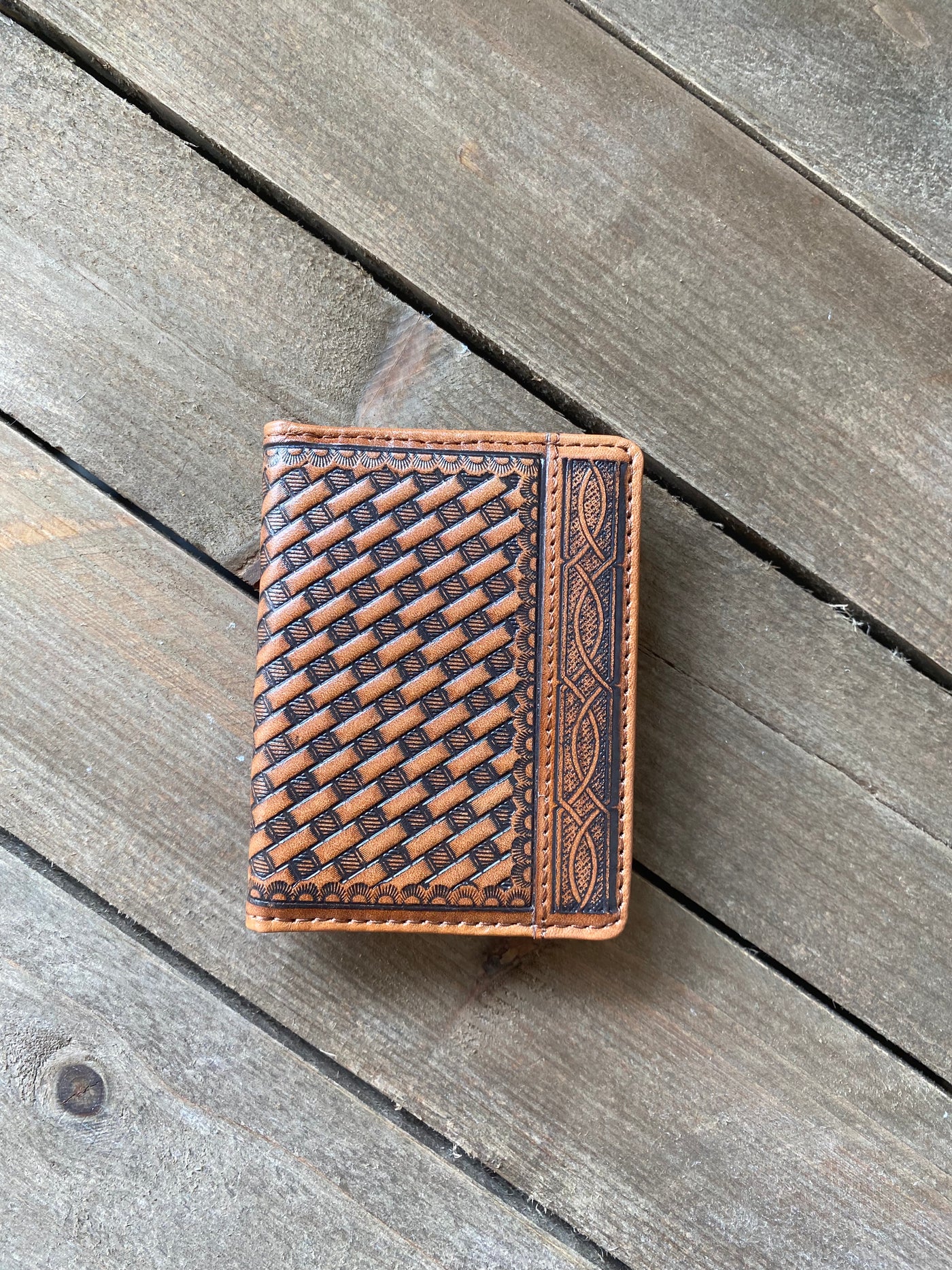 Justin's Bi-Fold Card Wallet With Magnetic Clip Classic Basketweave