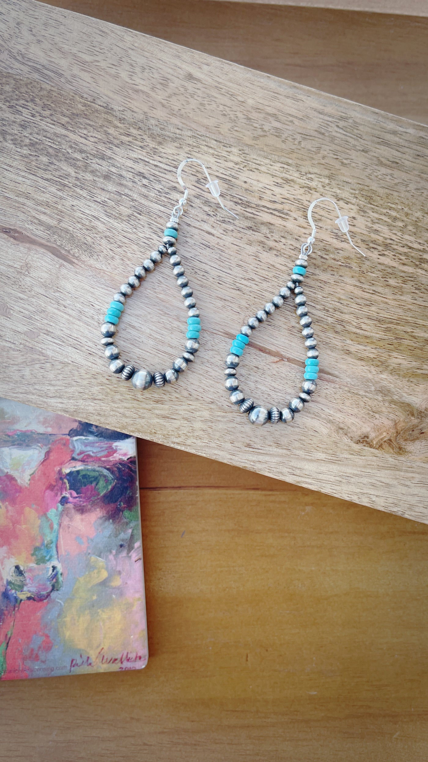 G3 Little Rock Navajo Pearl and Turquoise Teardrop Earrings