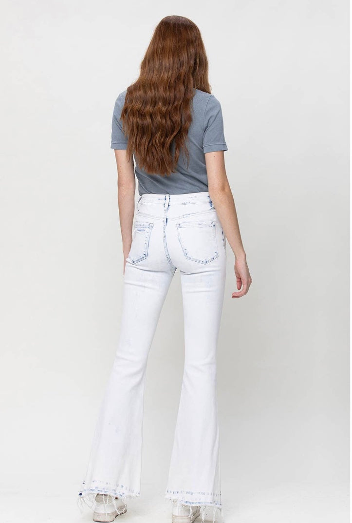 Alison Mid Rise Bleached & Raw Hem Flares