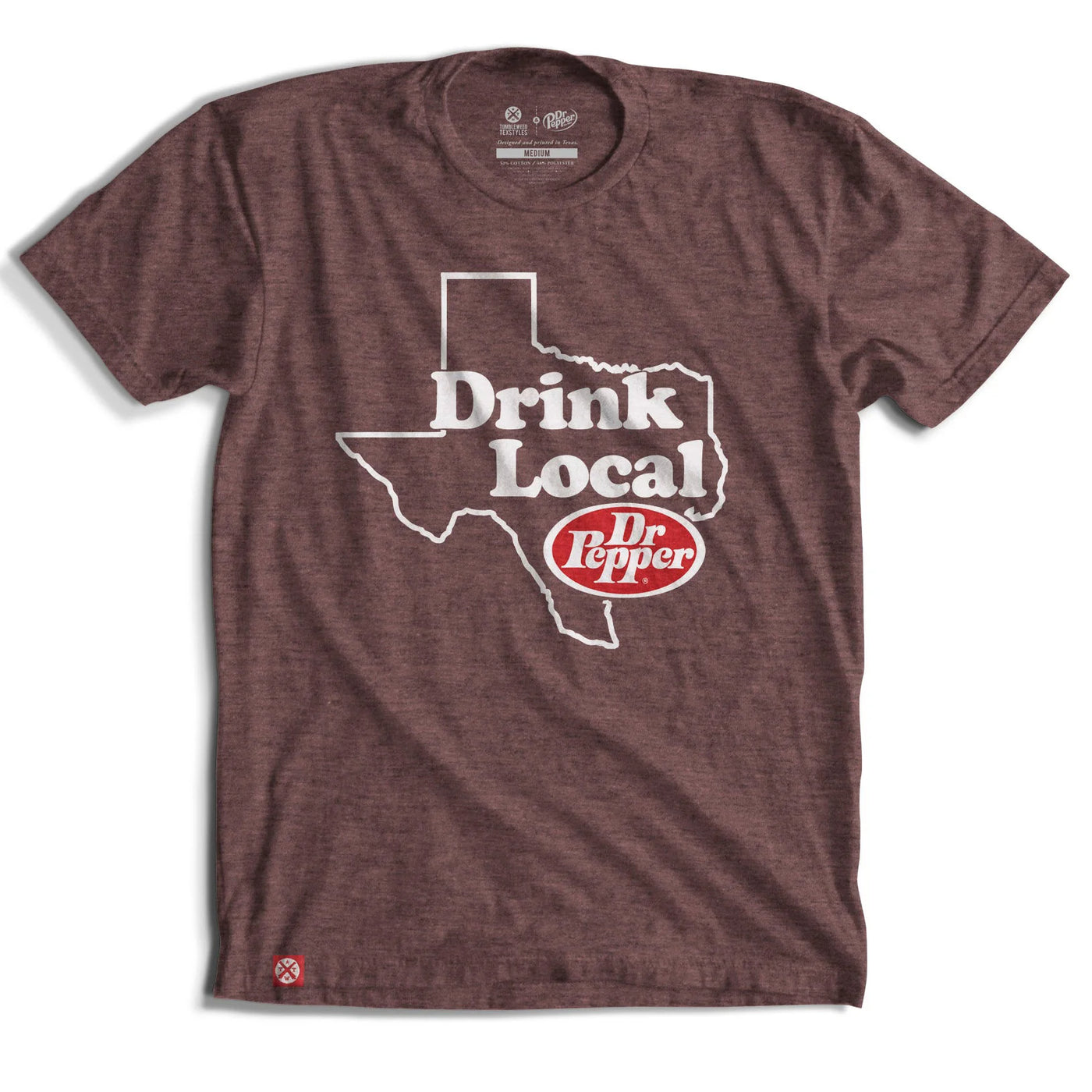Tumbleweed Texstyles Drink Local Dr. Pepper Maroon Graphic