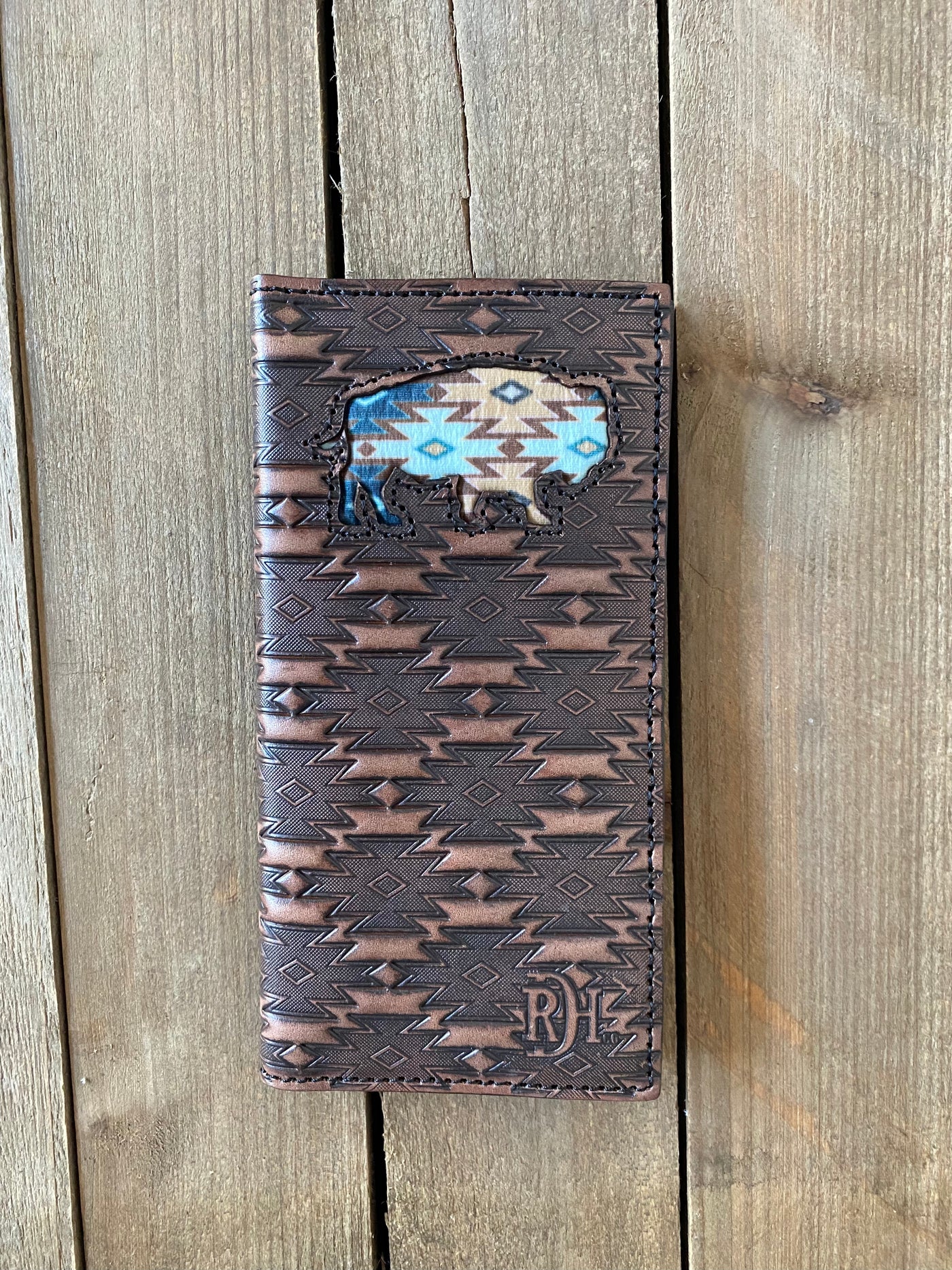 Red Dirt Hat Co Men’s Rodeo Wallet Southwest Print With Buffalo Inlay